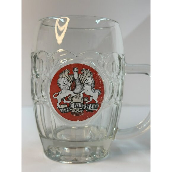 VTG Wine Cellar Glass Beer Mug Collectible Barware Lion Unicorn Crest Home Decor - Picture 3 of 5